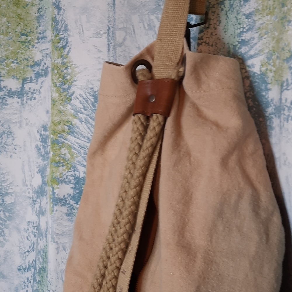 Express Tan Boho Backpack Drawstring Bucket Bag - image 4